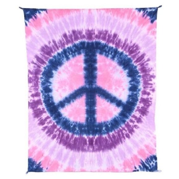 New Purple Pink Mini Peace Sign Tie Dye Gift Tapestry 30x45 Dorm Hippie Poster - Picture 1 of 2